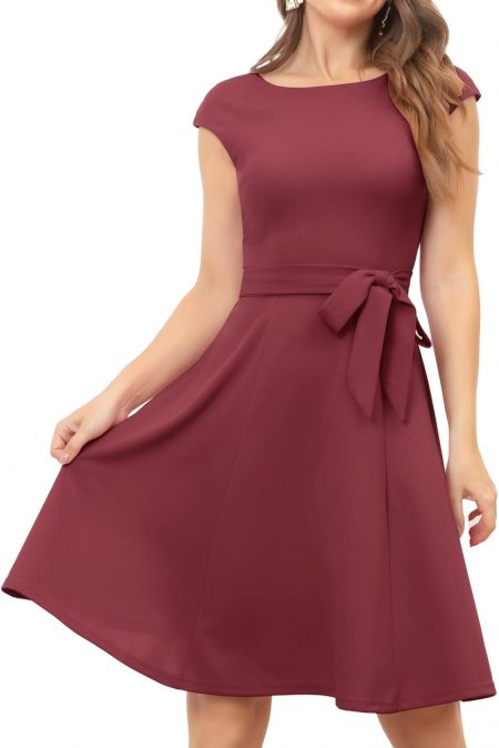DRESSTELLS Women’s Fit & Flare A-Line Skater Midi Dress – UAE Collection