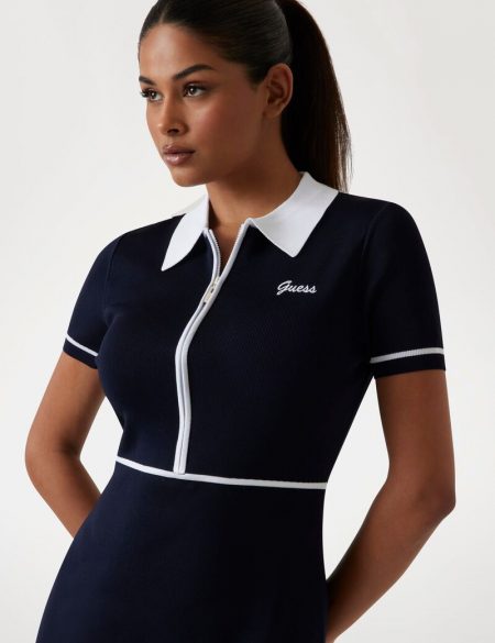 GUESS Women’s Fit-and-Flare Mini Sweater Dress – Blue