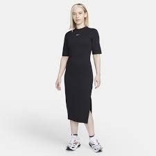 Nike Women’s Sportswear Essential Tight Midi Dress – Black/White