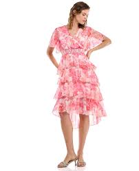 R&B Women’s Pink Flora Midi Dresses – Elegant & Floral